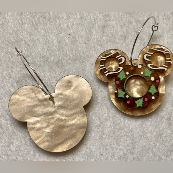 Disney Mickey Mouse Cookie Wreath Earrings With Ears Holiday Christmas - Picture 3 of 4